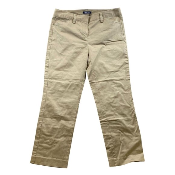 Lands End Womens Pants Size 8 Mid Rise Slim Straight Flat Front Casual Beige - Picture 1 of 11